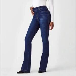 SPANX Clean Indigo Bootcut Trouser Jeans High Rise Stretch Flare 70s Western
